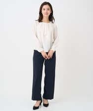 F1LFD10160 MK MICHEL KLEIN(小さいサイズ)(メゾン ドゥ サンク) 【小さいサイズ】ダブルクロス セミワイドパンツ/セットアップ対応/洗える ネイビー