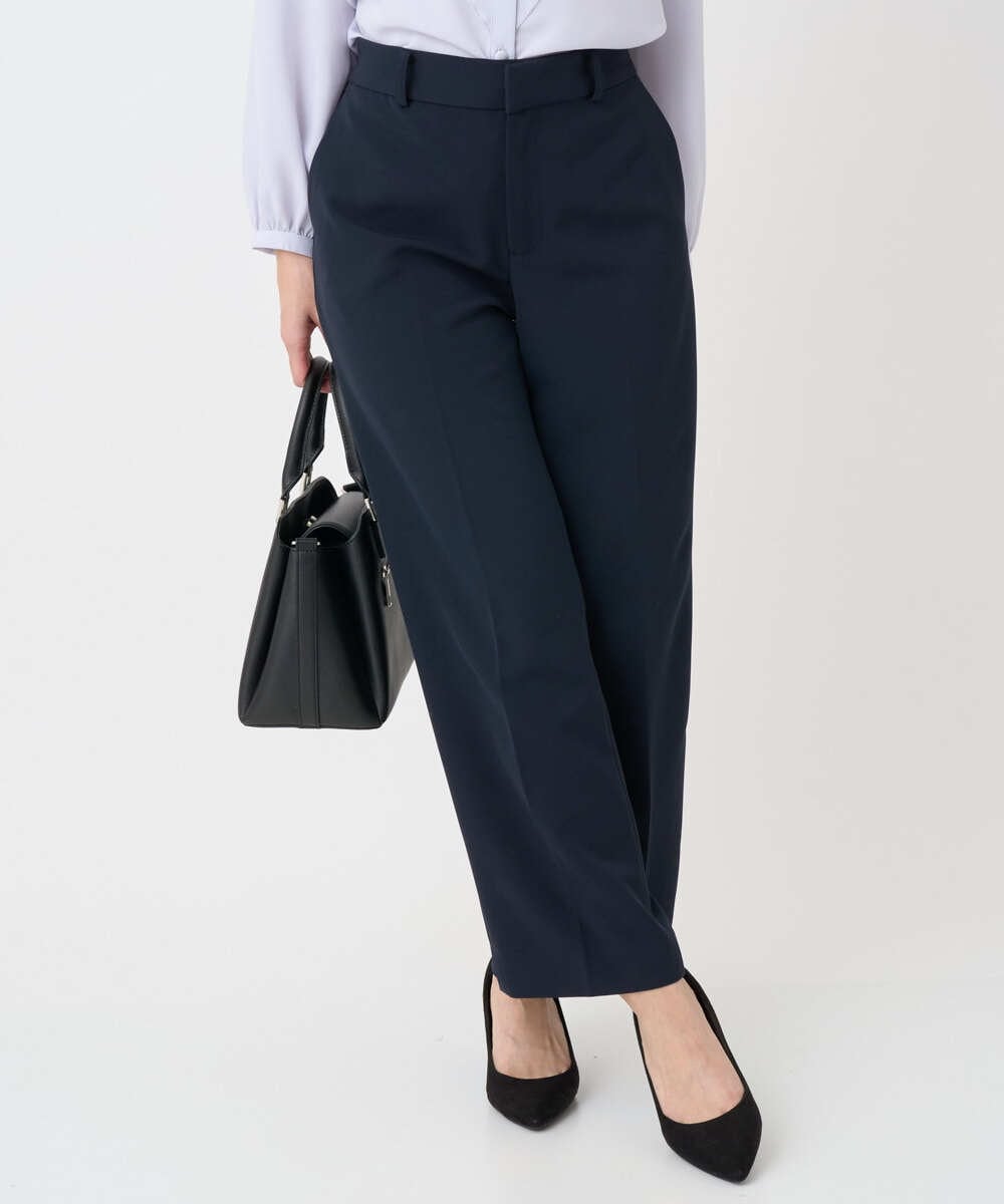 F1LFD10160 MK MICHEL KLEIN(小さいサイズ)(メゾン ドゥ サンク) 【小さいサイズ】ダブルクロス セミワイドパンツ/セットアップ対応/洗える ネイビー