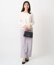 F1LFD10160 MK MICHEL KLEIN(小さいサイズ)(メゾン ドゥ サンク) 【小さいサイズ】ダブルクロス セミワイドパンツ/セットアップ対応/洗える ネイビー