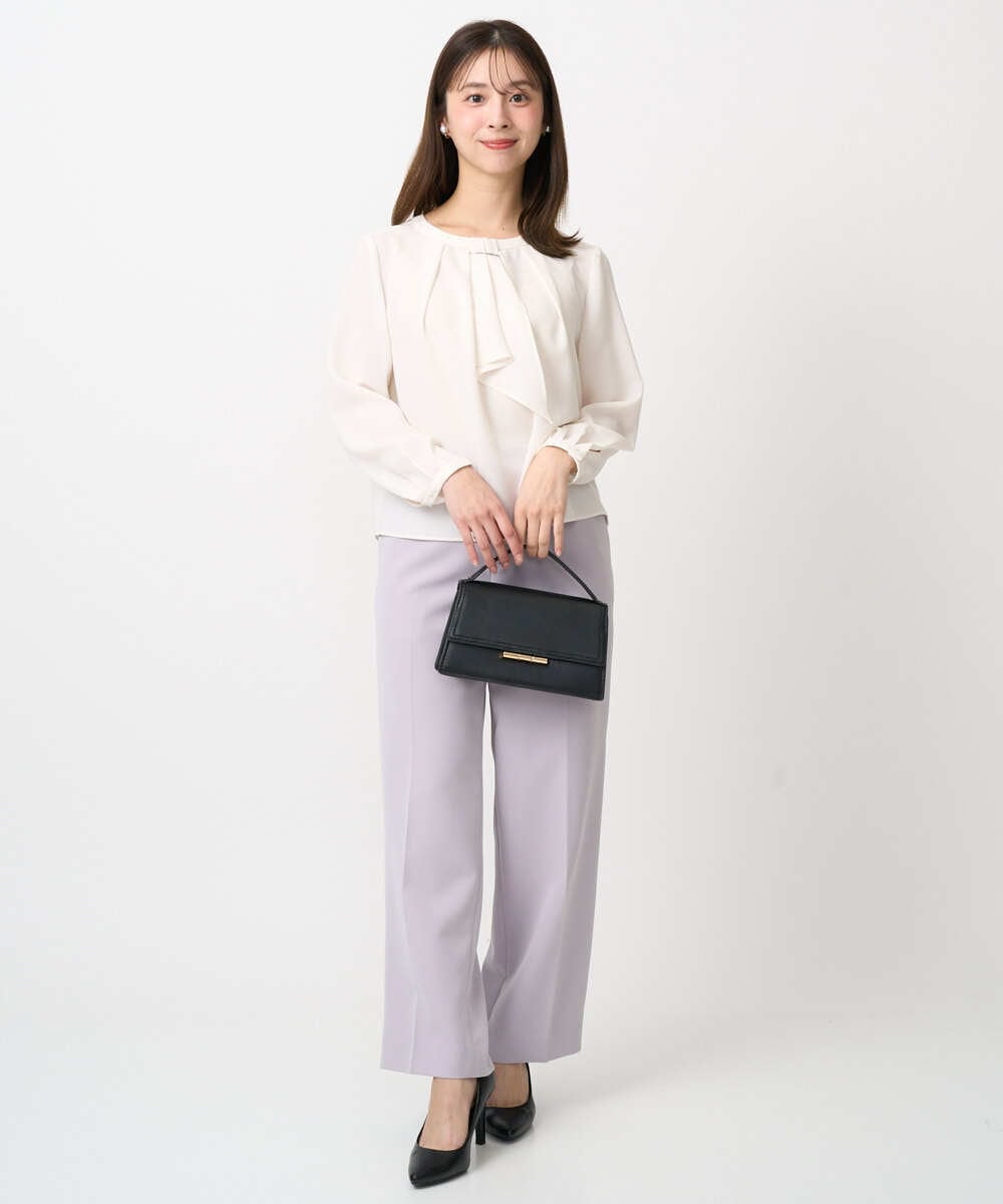 F1LFD10160 MK MICHEL KLEIN(小さいサイズ)(メゾン ドゥ サンク) 【小さいサイズ】ダブルクロス セミワイドパンツ/セットアップ対応/洗える ネイビー