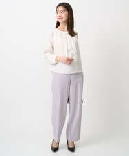 F1LFD10160 MK MICHEL KLEIN(小さいサイズ)(メゾン ドゥ サンク) 【小さいサイズ】ダブルクロス セミワイドパンツ/セットアップ対応/洗える ネイビー