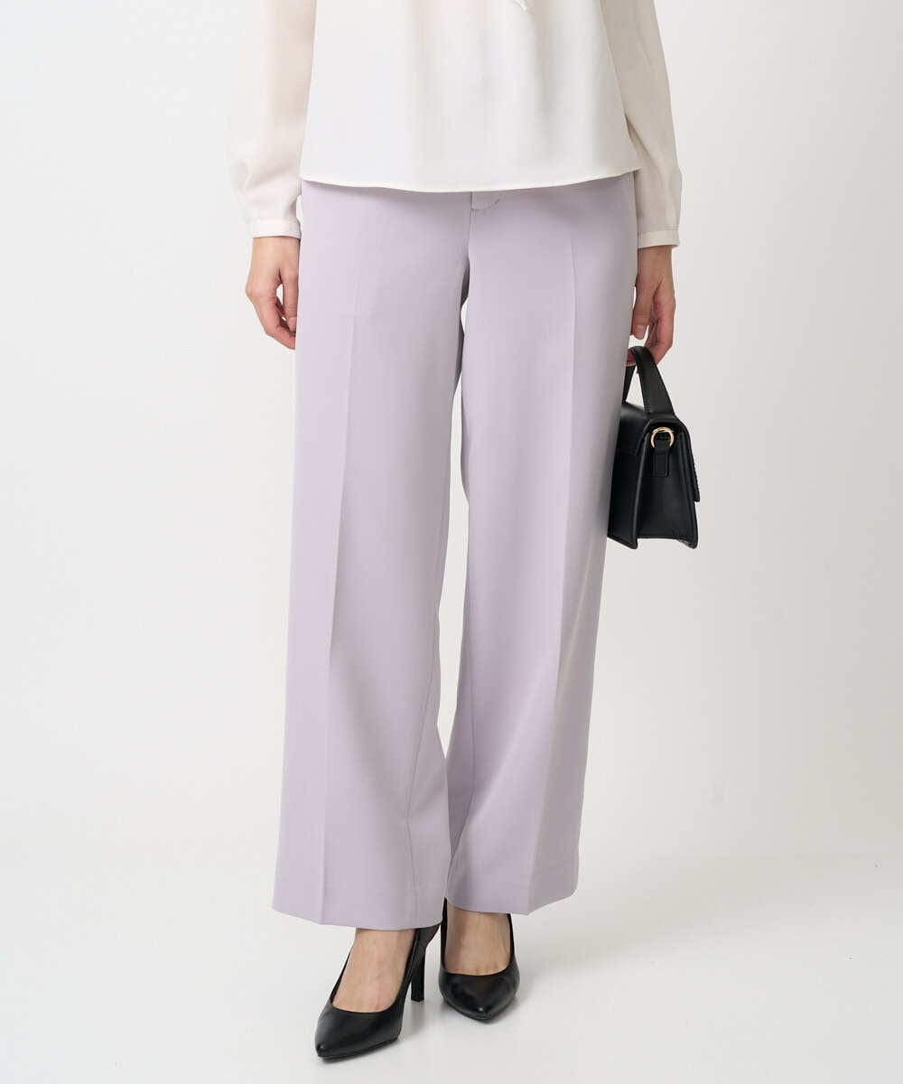 F1LFD10160 MK MICHEL KLEIN(小さいサイズ)(メゾン ドゥ サンク) 【小さいサイズ】ダブルクロス セミワイドパンツ/セットアップ対応/洗える グレイッシュラベンダー
