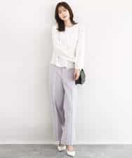 F1LFD10160 MK MICHEL KLEIN(小さいサイズ)(メゾン ドゥ サンク) 【小さいサイズ】ダブルクロス セミワイドパンツ/セットアップ対応/洗える ネイビー