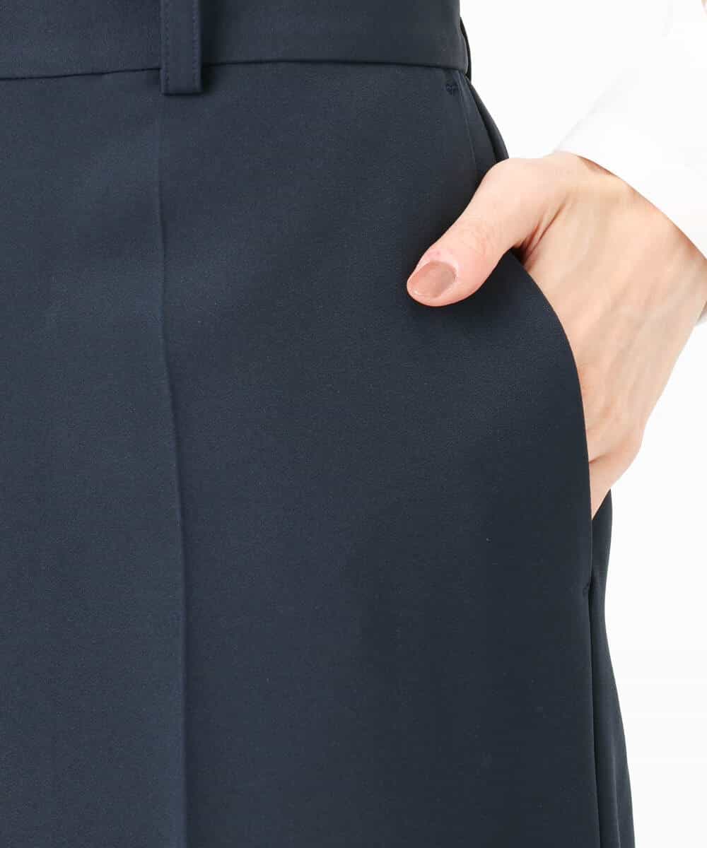 F1LFD10160 MK MICHEL KLEIN(小さいサイズ)(メゾン ドゥ サンク) 【小さいサイズ】ダブルクロス セミワイドパンツ/セットアップ対応/洗える ネイビー