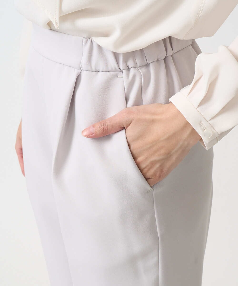 F1LFD11150 MK MICHEL KLEIN(小さいサイズ)(メゾン ドゥ サンク) 【小さいサイズ】ダブルクロス テーパードパンツ/セットアップ対応/防シワ/ストレッチ/洗える グレージュ