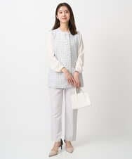 F1LFD11150 MK MICHEL KLEIN(小さいサイズ)(メゾン ドゥ サンク) 【小さいサイズ】ダブルクロス テーパードパンツ/セットアップ対応/防シワ/ストレッチ/洗える グレージュ