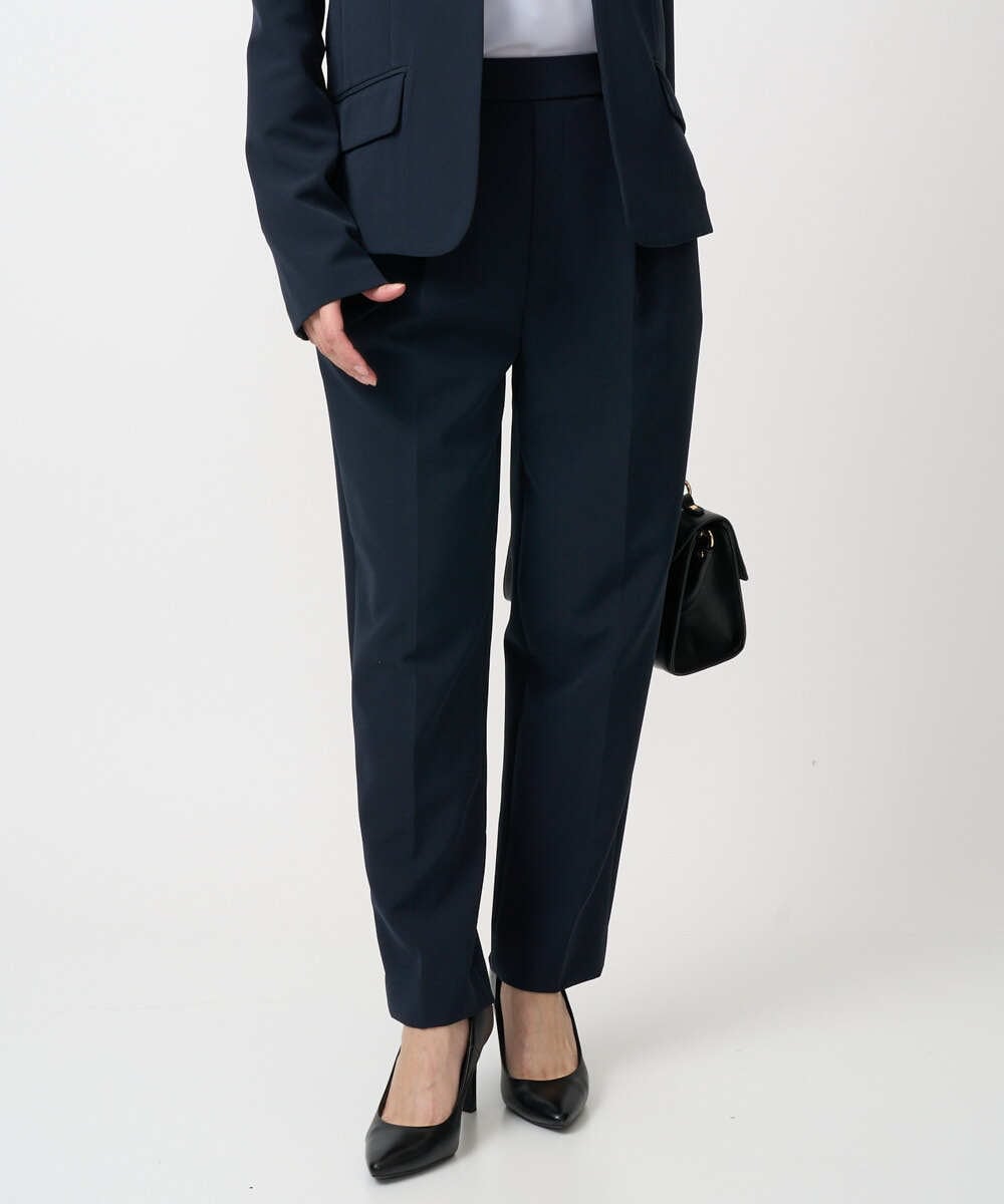 F1LFD11150 MK MICHEL KLEIN(小さいサイズ)(メゾン ドゥ サンク) 【小さいサイズ】ダブルクロス テーパードパンツ/セットアップ対応/防シワ/ストレッチ/洗える グレージュ