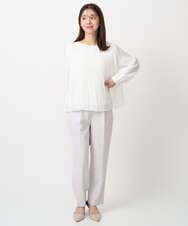 F1LFD11150 MK MICHEL KLEIN(小さいサイズ)(メゾン ドゥ サンク) 【小さいサイズ】ダブルクロス テーパードパンツ/セットアップ対応/防シワ/ストレッチ/洗える グレージュ