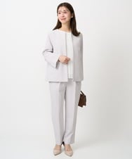 F1LFD11150 MK MICHEL KLEIN(小さいサイズ)(メゾン ドゥ サンク) 【小さいサイズ】ダブルクロス テーパードパンツ/セットアップ対応/防シワ/ストレッチ/洗える グレージュ