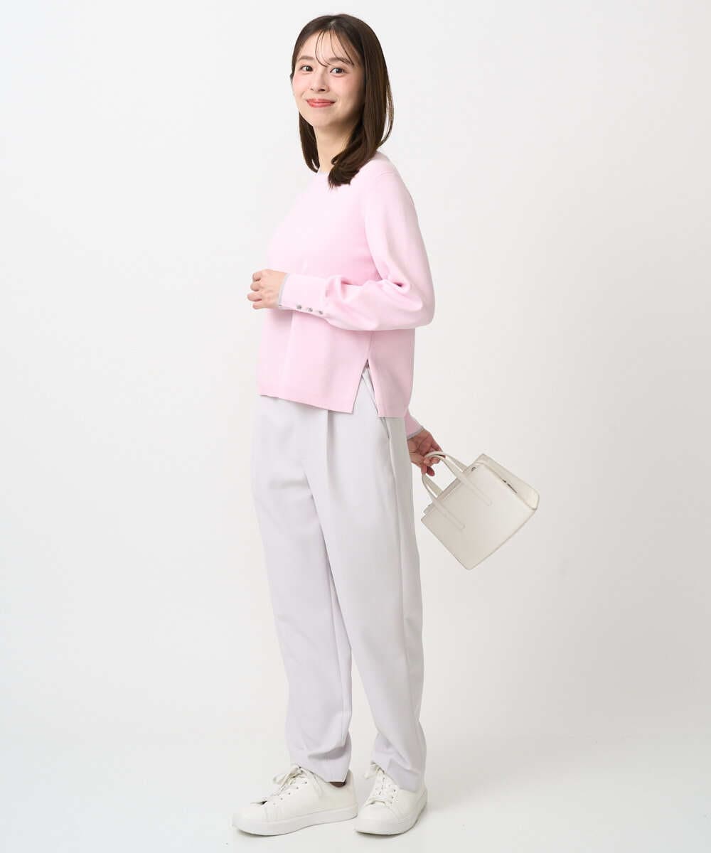 F1LFD11150 MK MICHEL KLEIN(小さいサイズ)(メゾン ドゥ サンク) 【小さいサイズ】ダブルクロス テーパードパンツ/セットアップ対応/防シワ/ストレッチ/洗える グレージュ