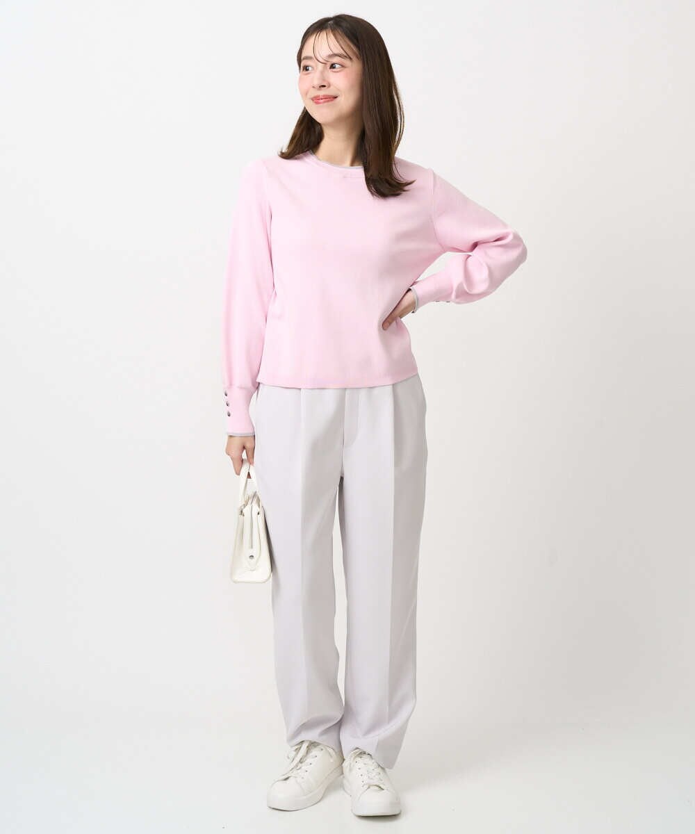 F1LFD11150 MK MICHEL KLEIN(小さいサイズ)(メゾン ドゥ サンク) 【小さいサイズ】ダブルクロス テーパードパンツ/セットアップ対応/防シワ/ストレッチ/洗える グレージュ