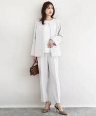 F1LFD11150 MK MICHEL KLEIN(小さいサイズ)(メゾン ドゥ サンク) 【小さいサイズ】ダブルクロス テーパードパンツ/セットアップ対応/防シワ/ストレッチ/洗える グレージュ