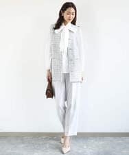 F1LFD11150 MK MICHEL KLEIN(小さいサイズ)(メゾン ドゥ サンク) 【小さいサイズ】ダブルクロス テーパードパンツ/セットアップ対応/防シワ/ストレッチ/洗える グレージュ