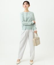 F1LFD11150 MK MICHEL KLEIN(小さいサイズ)(メゾン ドゥ サンク) 【小さいサイズ】ダブルクロス テーパードパンツ/セットアップ対応/防シワ/ストレッチ/洗える グレージュ