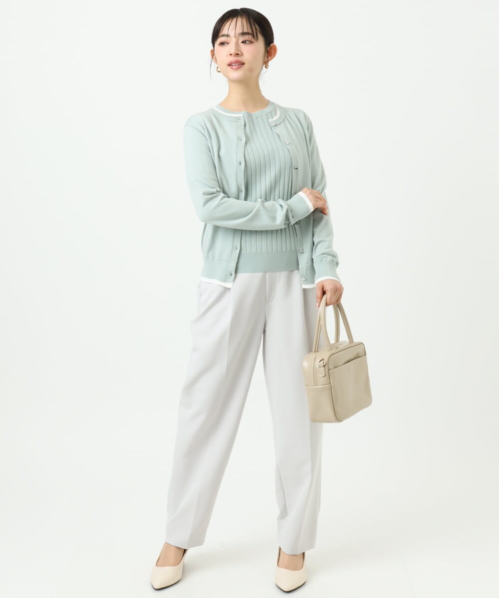 F1LFD11150 MK MICHEL KLEIN(小さいサイズ)(メゾン ドゥ サンク) 【小さいサイズ】ダブルクロス テーパードパンツ/セットアップ対応/防シワ/ストレッチ/洗える グレージュ