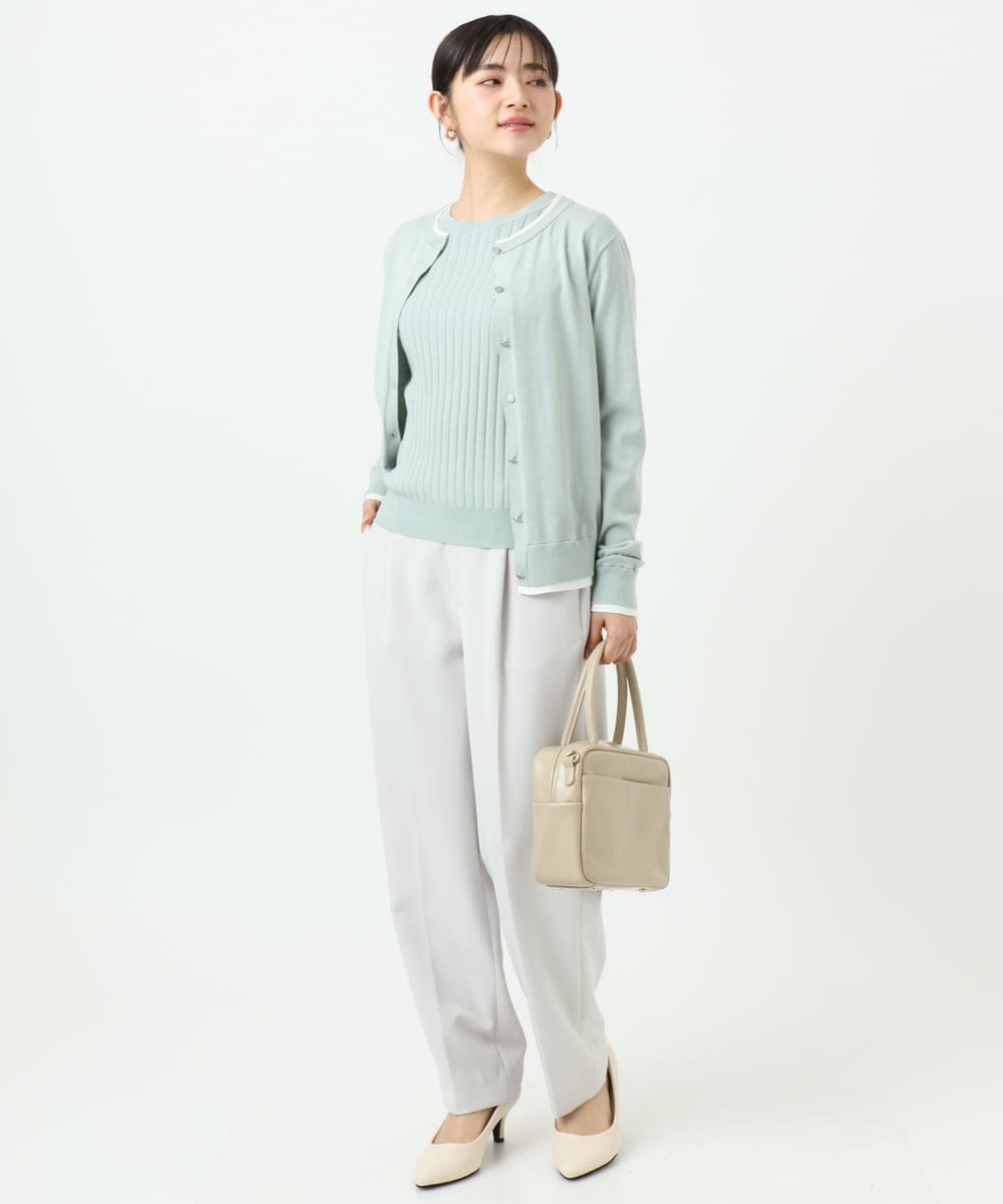 F1LFD11150 MK MICHEL KLEIN(小さいサイズ)(メゾン ドゥ サンク) 【小さいサイズ】ダブルクロス テーパードパンツ/セットアップ対応/防シワ/ストレッチ/洗える グレージュ