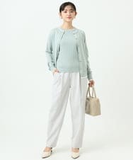 F1LFD11150 MK MICHEL KLEIN(小さいサイズ)(メゾン ドゥ サンク) 【小さいサイズ】ダブルクロス テーパードパンツ/セットアップ対応/防シワ/ストレッチ/洗える グレージュ