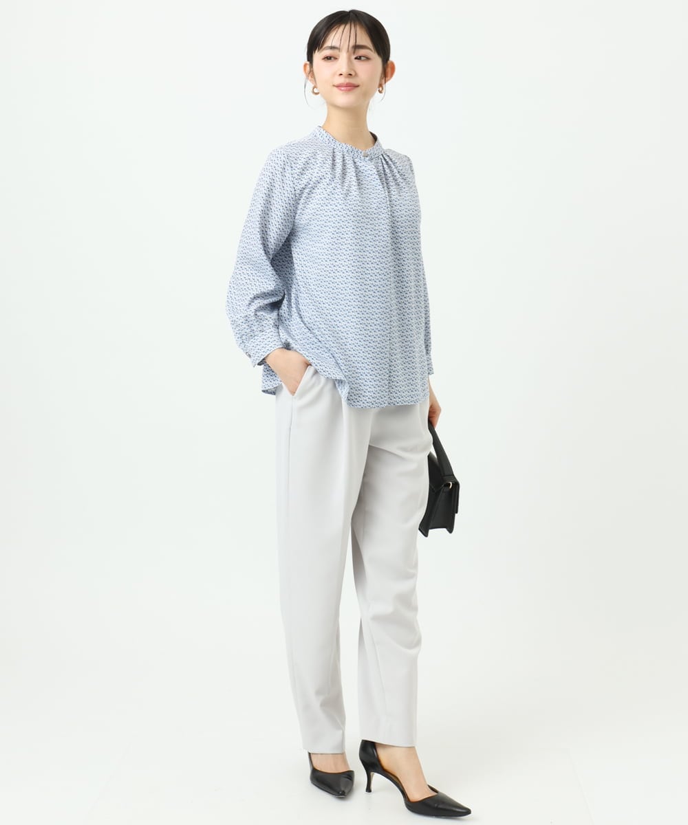 F1LFD11150 MK MICHEL KLEIN(小さいサイズ)(メゾン ドゥ サンク) 【小さいサイズ】ダブルクロス テーパードパンツ/セットアップ対応/防シワ/ストレッチ/洗える グレージュ