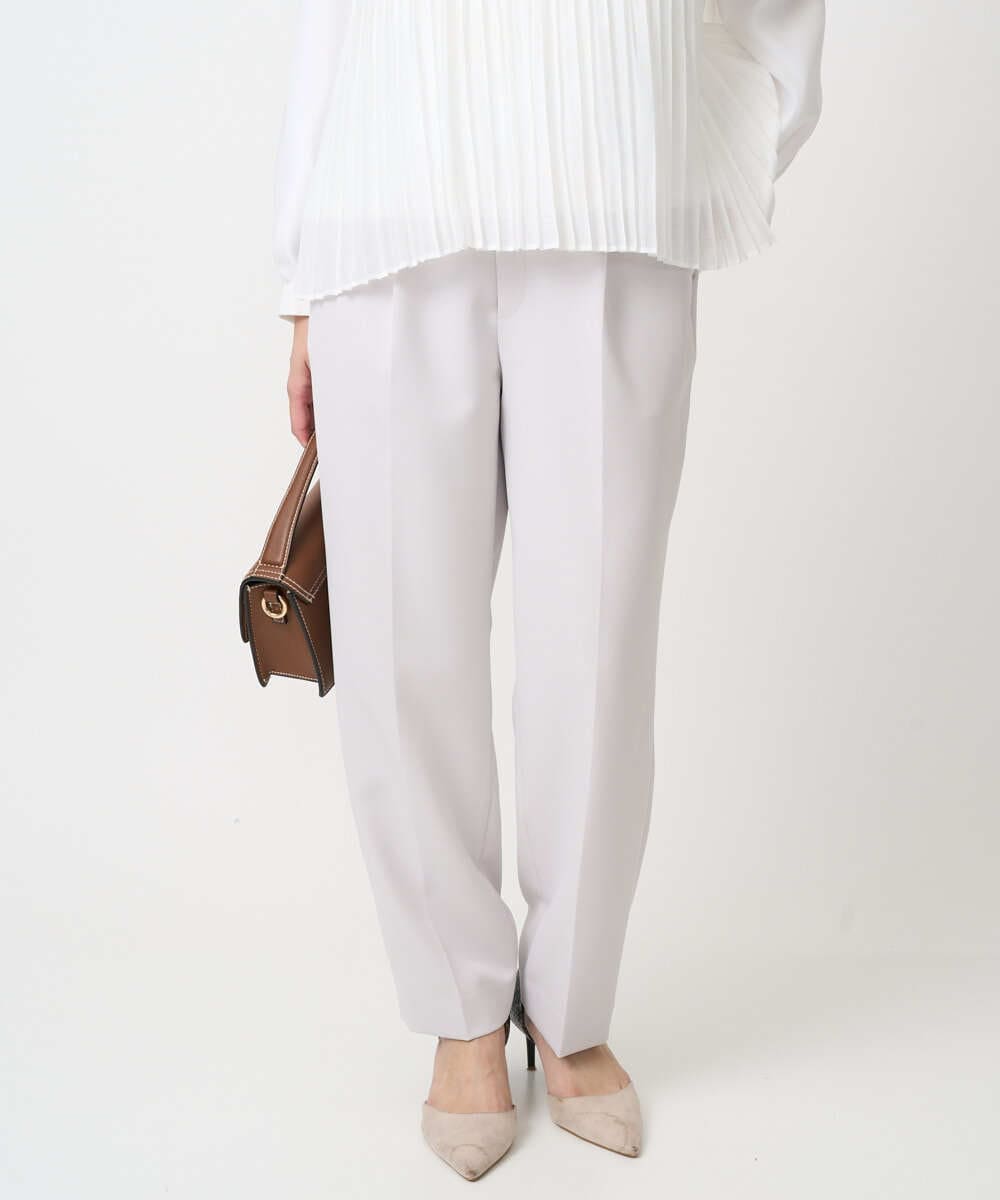 F1LFD11150 MK MICHEL KLEIN(小さいサイズ)(メゾン ドゥ サンク) 【小さいサイズ】ダブルクロス テーパードパンツ/セットアップ対応/防シワ/ストレッチ/洗える グレージュ