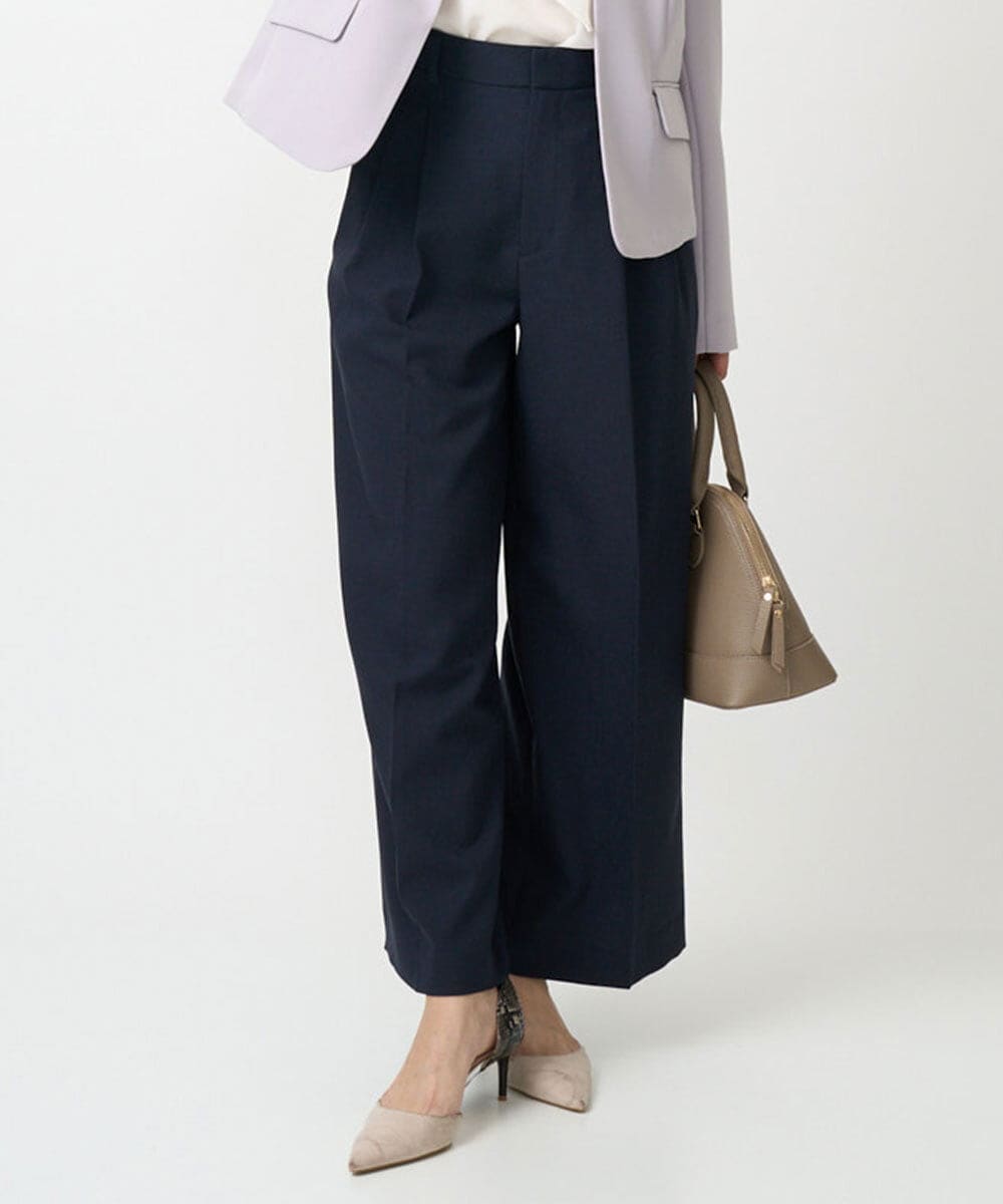 F1LFD15170 MK MICHEL KLEIN(小さいサイズ)(メゾン ドゥ サンク) 【小さいサイズ】2タックストレートワイドパンツ/洗える ネイビー