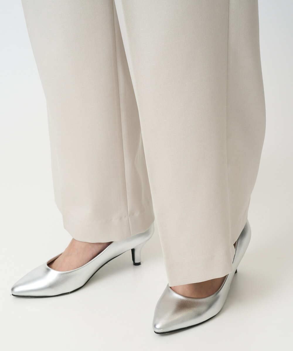 F1LFD15170 MK MICHEL KLEIN(小さいサイズ)(メゾン ドゥ サンク) 【小さいサイズ】2タックストレートワイドパンツ/洗える ベージュ