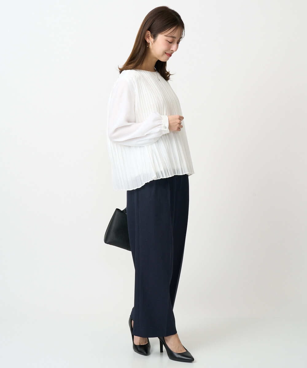 F1LFD15170 MK MICHEL KLEIN(小さいサイズ)(メゾン ドゥ サンク) 【小さいサイズ】2タックストレートワイドパンツ/洗える ベージュ