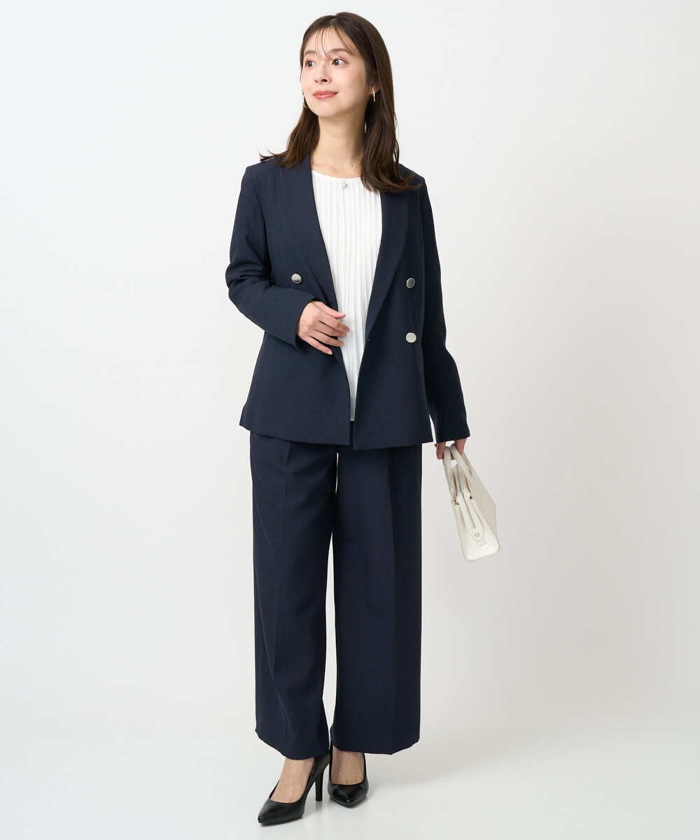 F1LFD15170 MK MICHEL KLEIN(小さいサイズ)(メゾン ドゥ サンク) 【小さいサイズ】2タックストレートワイドパンツ/洗える ベージュ