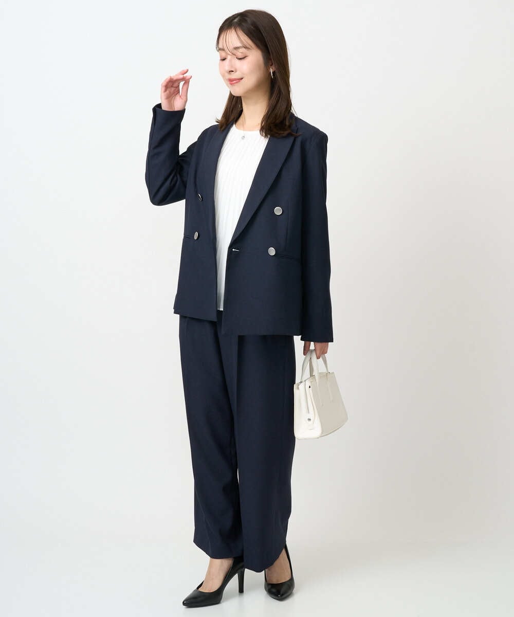 F1LFD15170 MK MICHEL KLEIN(小さいサイズ)(メゾン ドゥ サンク) 【小さいサイズ】2タックストレートワイドパンツ/洗える ベージュ