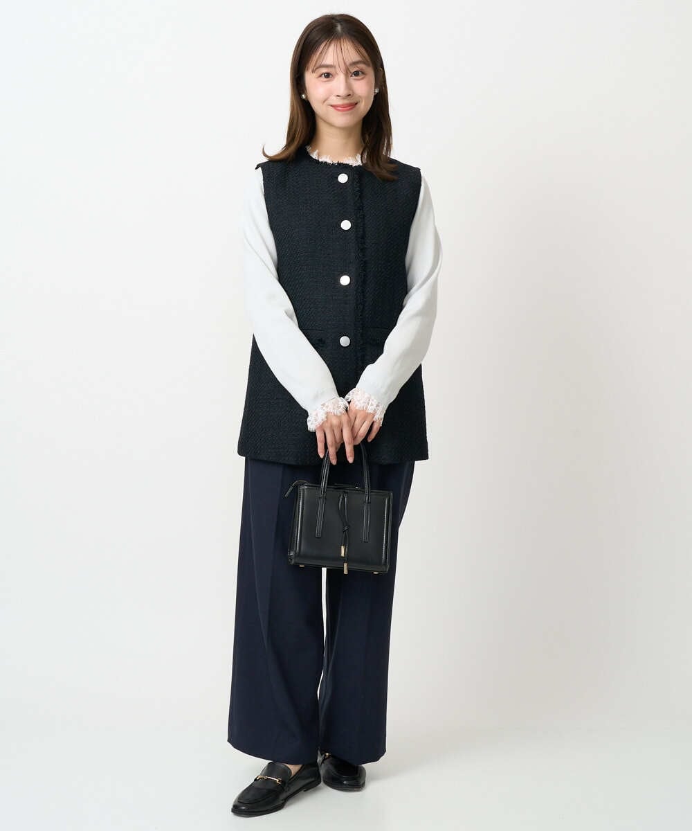 F1LFD15170 MK MICHEL KLEIN(小さいサイズ)(メゾン ドゥ サンク) 【小さいサイズ】2タックストレートワイドパンツ/洗える ベージュ