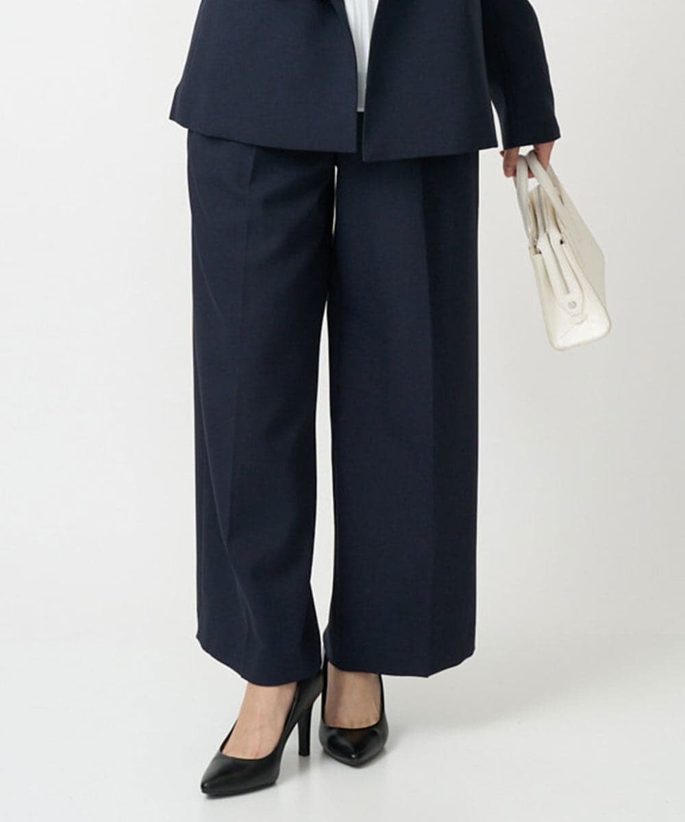 F1LFD15170 MK MICHEL KLEIN(小さいサイズ)(メゾン ドゥ サンク) 【小さいサイズ】2タックストレートワイドパンツ/洗える ベージュ