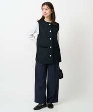 F1LFD15170 MK MICHEL KLEIN(小さいサイズ)(メゾン ドゥ サンク) 【小さいサイズ】2タックストレートワイドパンツ/洗える ベージュ