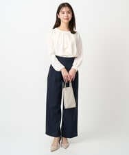 F1LFD15170 MK MICHEL KLEIN(小さいサイズ)(メゾン ドゥ サンク) 【小さいサイズ】2タックストレートワイドパンツ/洗える ベージュ