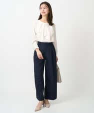 F1LFD15170 MK MICHEL KLEIN(小さいサイズ)(メゾン ドゥ サンク) 【小さいサイズ】2タックストレートワイドパンツ/洗える ベージュ