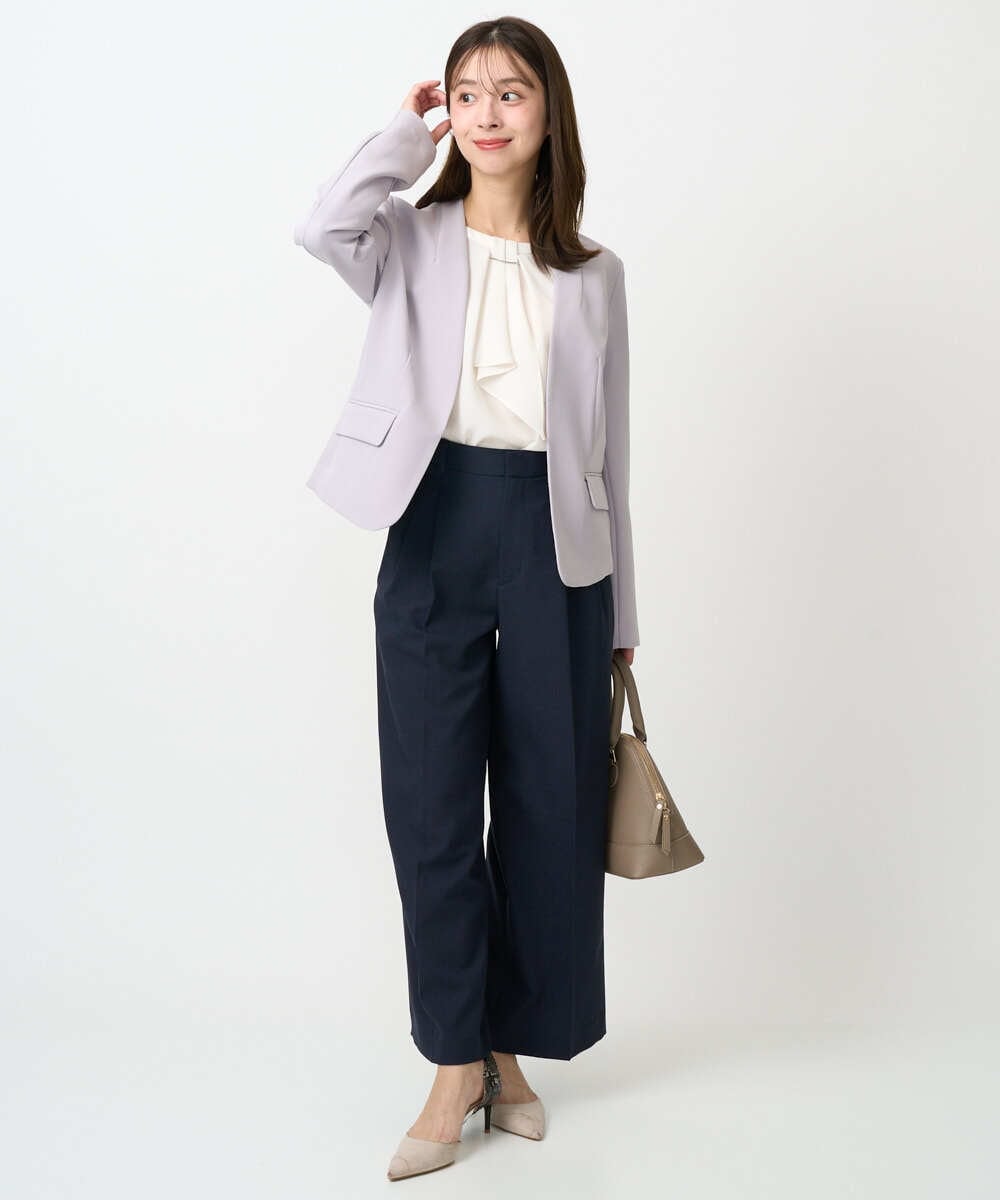 F1LFD15170 MK MICHEL KLEIN(小さいサイズ)(メゾン ドゥ サンク) 【小さいサイズ】2タックストレートワイドパンツ/洗える ベージュ