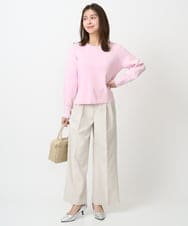 F1LFD15170 MK MICHEL KLEIN(小さいサイズ)(メゾン ドゥ サンク) 【小さいサイズ】2タックストレートワイドパンツ/洗える ベージュ