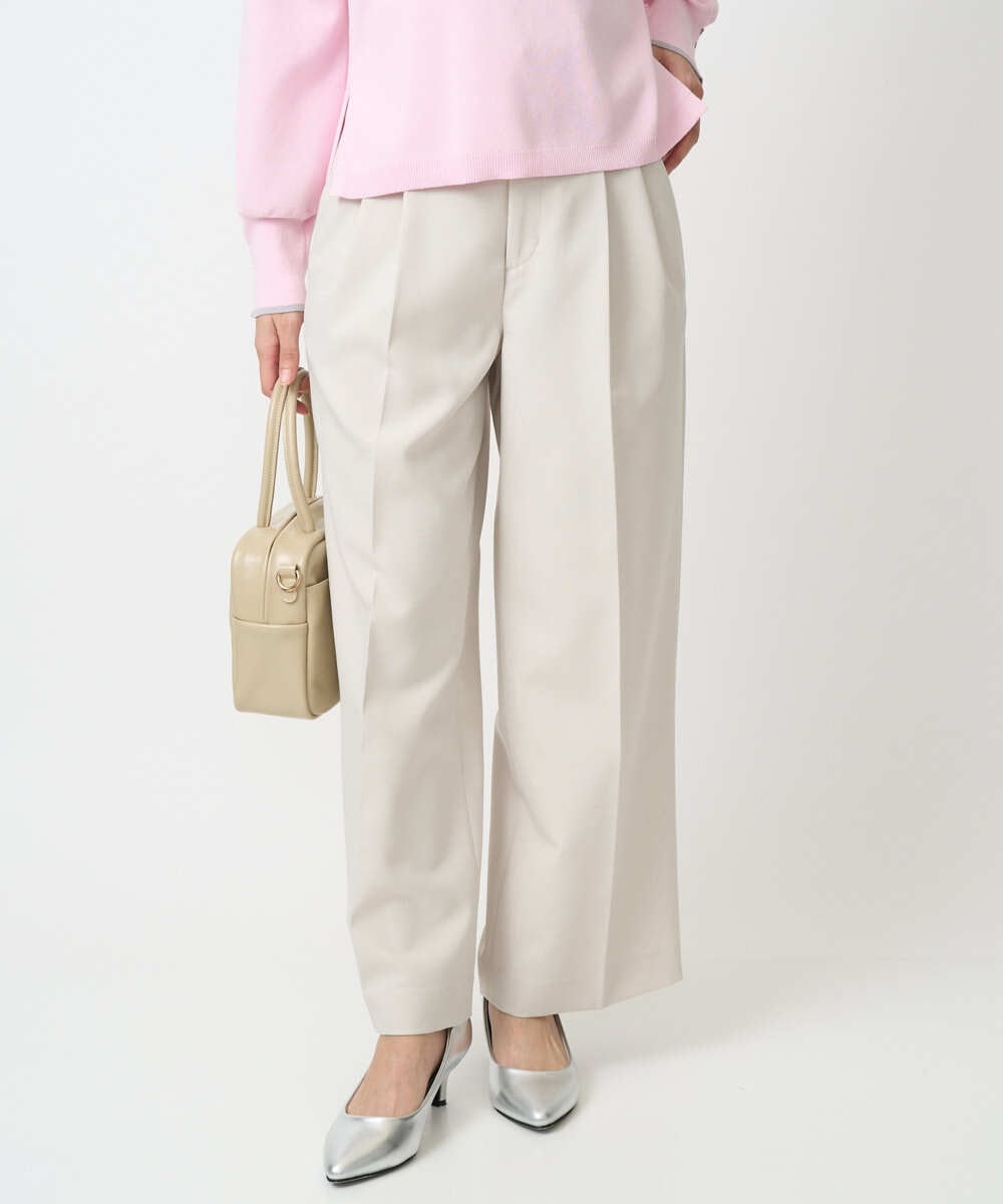 F1LFD15170 MK MICHEL KLEIN(小さいサイズ)(メゾン ドゥ サンク) 【小さいサイズ】2タックストレートワイドパンツ/洗える ベージュ