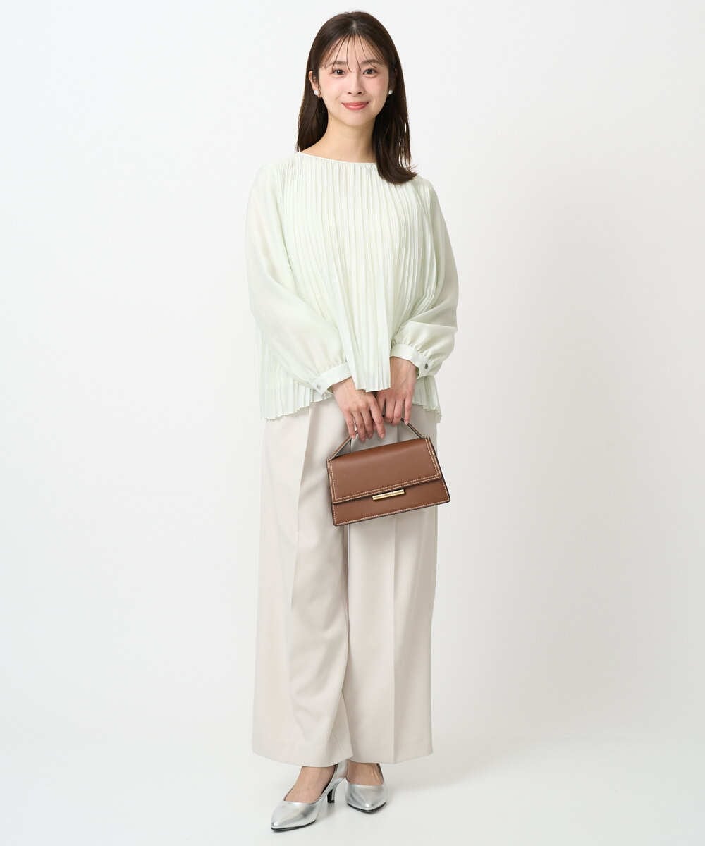 F1LFD15170 MK MICHEL KLEIN(小さいサイズ)(メゾン ドゥ サンク) 【小さいサイズ】2タックストレートワイドパンツ/洗える ベージュ