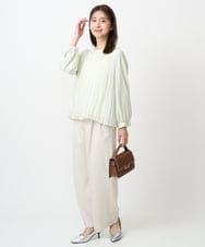 F1LFD15170 MK MICHEL KLEIN(小さいサイズ)(メゾン ドゥ サンク) 【小さいサイズ】2タックストレートワイドパンツ/洗える ベージュ