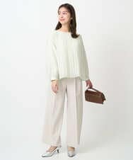 F1LFD15170 MK MICHEL KLEIN(小さいサイズ)(メゾン ドゥ サンク) 【小さいサイズ】2タックストレートワイドパンツ/洗える ベージュ