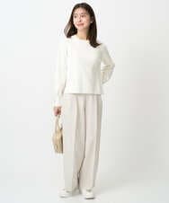 F1LFD15170 MK MICHEL KLEIN(小さいサイズ)(メゾン ドゥ サンク) 【小さいサイズ】2タックストレートワイドパンツ/洗える ベージュ