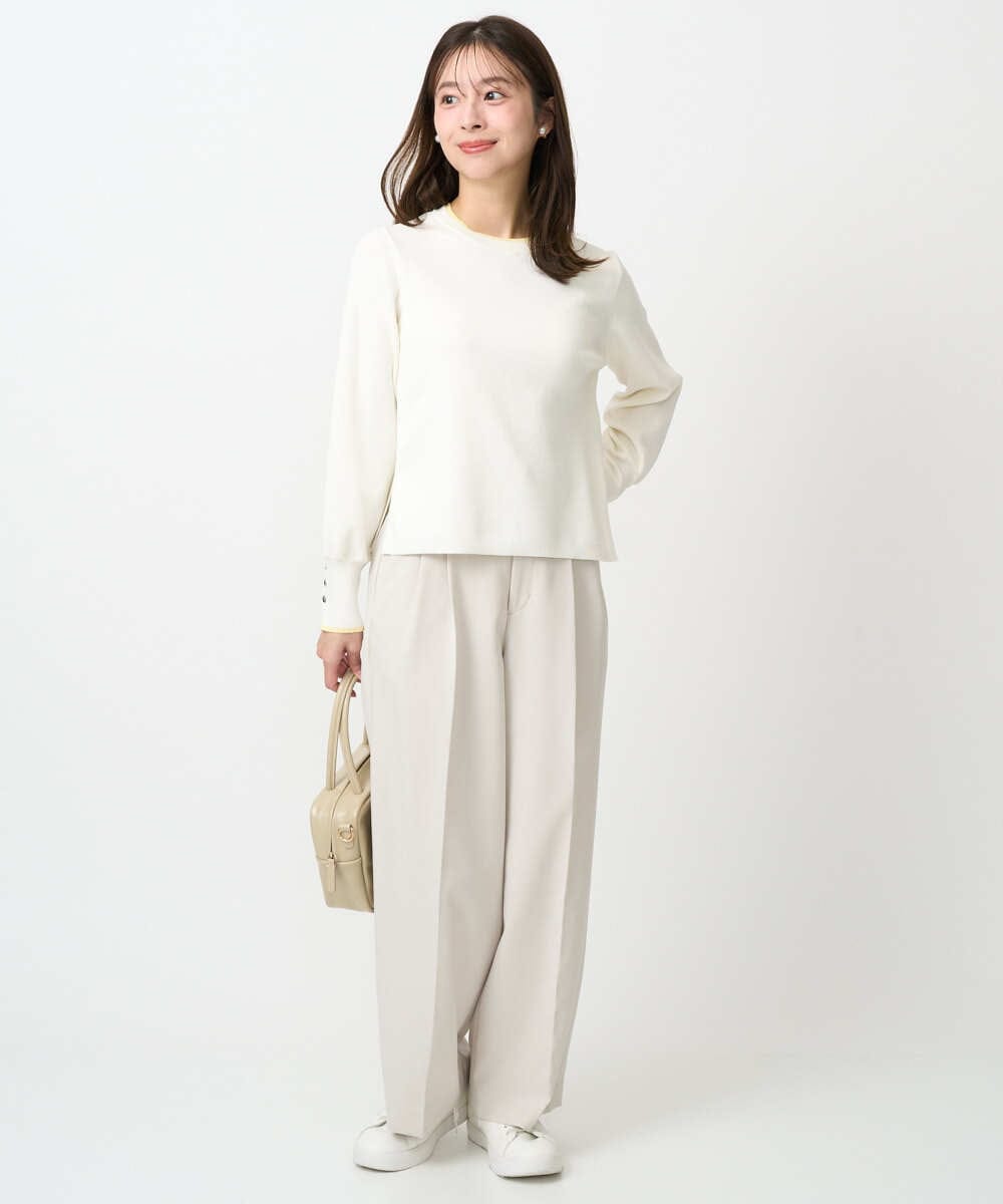 F1LFD15170 MK MICHEL KLEIN(小さいサイズ)(メゾン ドゥ サンク) 【小さいサイズ】2タックストレートワイドパンツ/洗える ベージュ