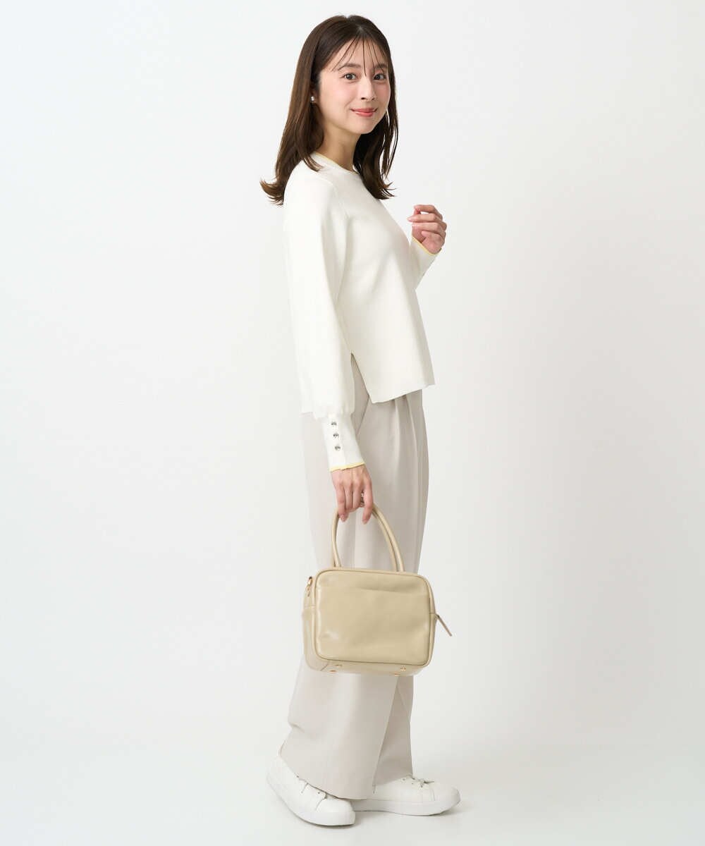 F1LFD15170 MK MICHEL KLEIN(小さいサイズ)(メゾン ドゥ サンク) 【小さいサイズ】2タックストレートワイドパンツ/洗える ベージュ