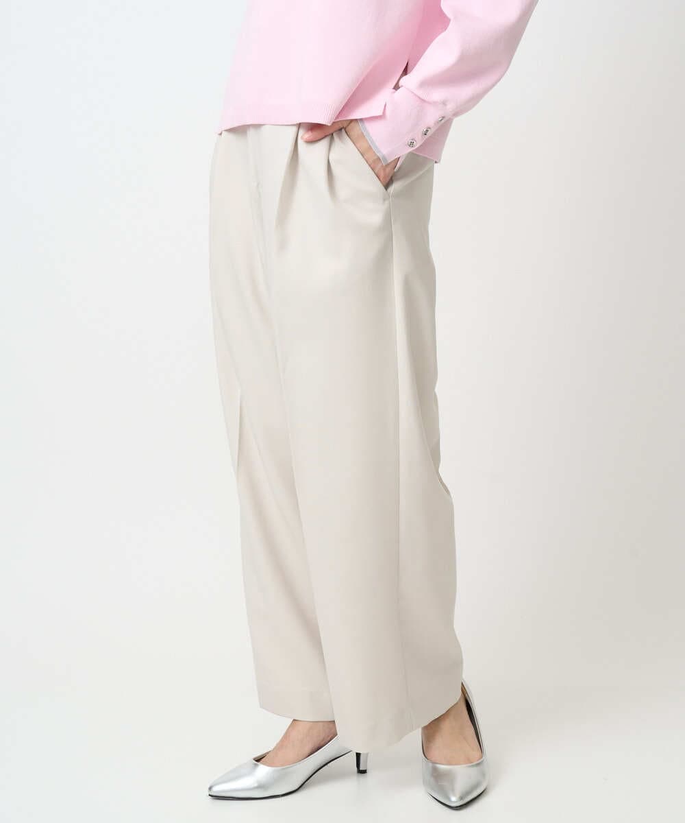 F1LFD15170 MK MICHEL KLEIN(小さいサイズ)(メゾン ドゥ サンク) 【小さいサイズ】2タックストレートワイドパンツ/洗える ベージュ