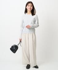 F1LFD15170 MK MICHEL KLEIN(小さいサイズ)(メゾン ドゥ サンク) 【小さいサイズ】2タックストレートワイドパンツ/洗える ベージュ