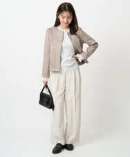 F1LFD15170 MK MICHEL KLEIN(小さいサイズ)(メゾン ドゥ サンク) 【小さいサイズ】2タックストレートワイドパンツ/洗える ベージュ