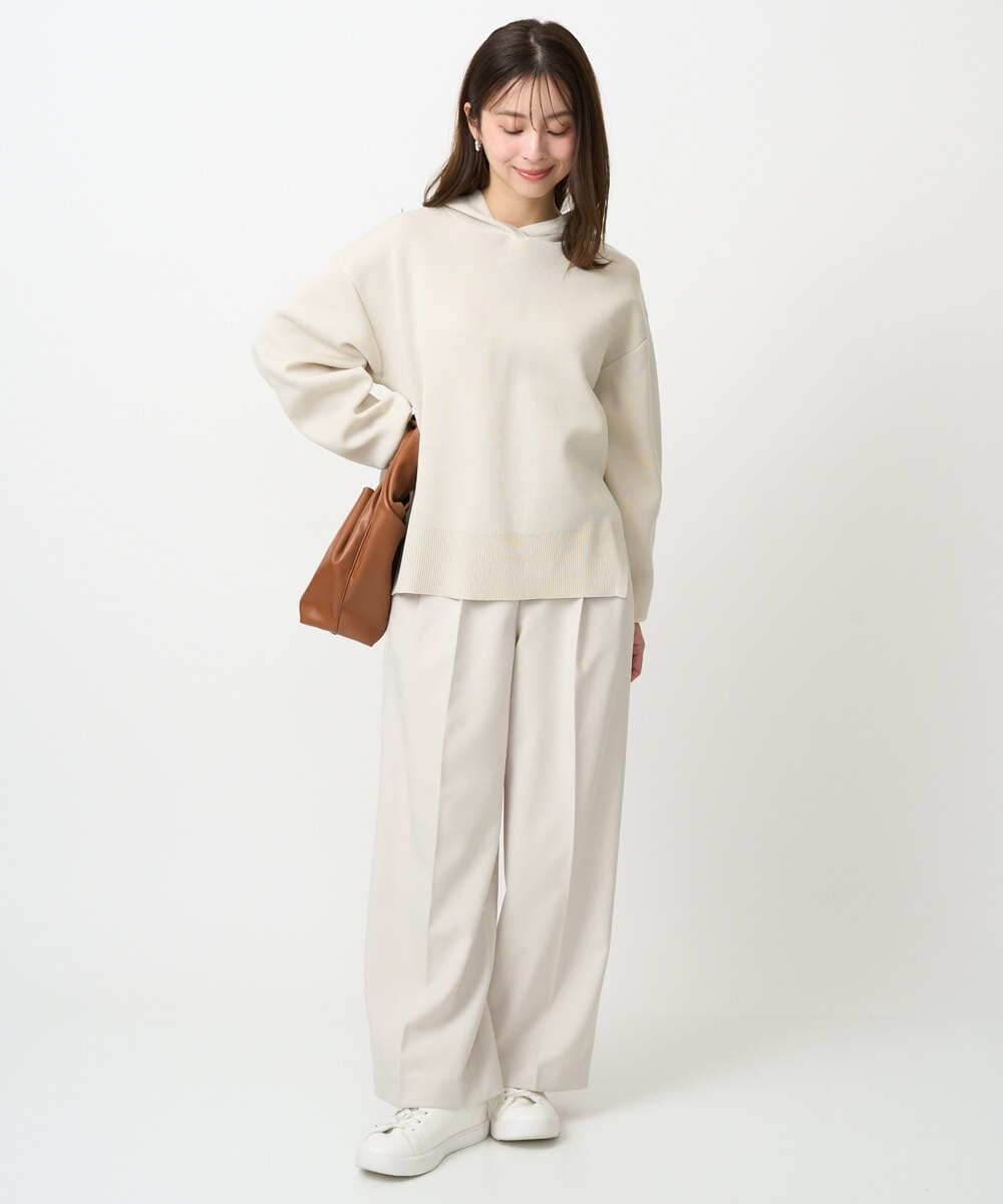 F1LFD15170 MK MICHEL KLEIN(小さいサイズ)(メゾン ドゥ サンク) 【小さいサイズ】2タックストレートワイドパンツ/洗える ベージュ