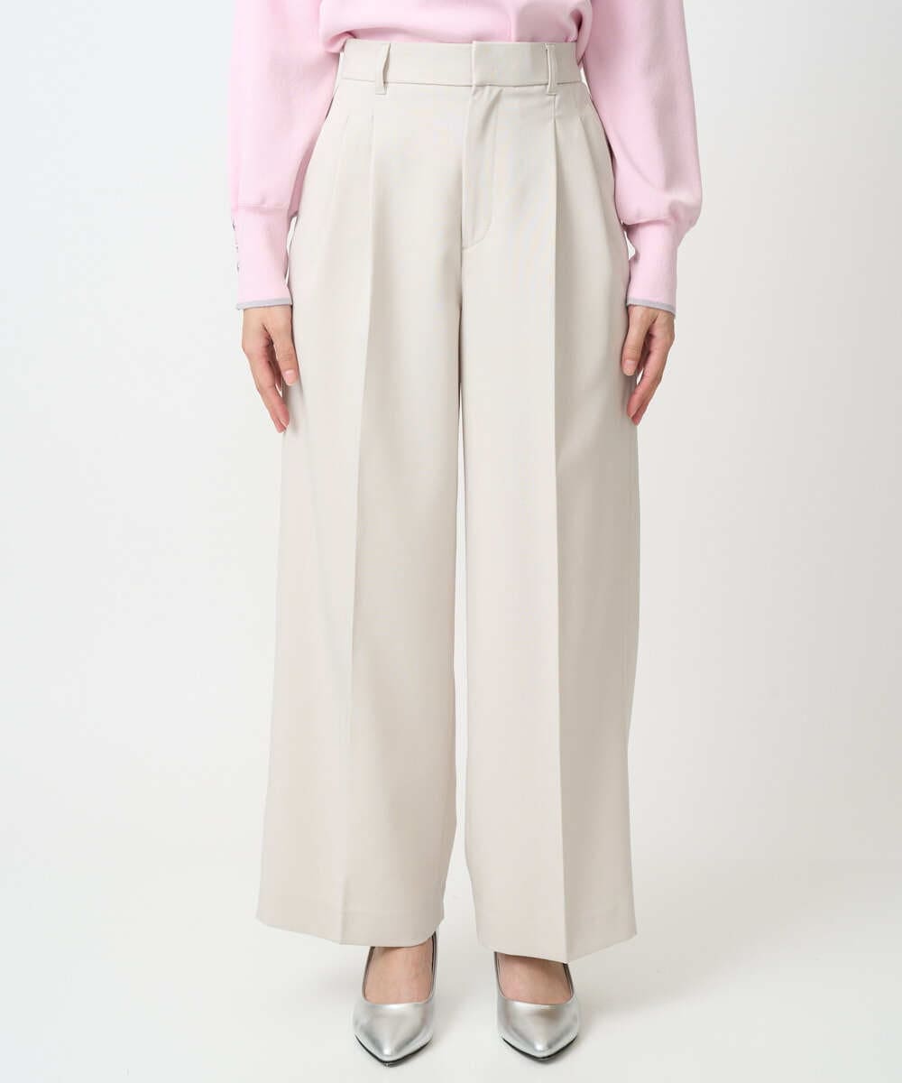 F1LFD15170 MK MICHEL KLEIN(小さいサイズ)(メゾン ドゥ サンク) 【小さいサイズ】2タックストレートワイドパンツ/洗える ベージュ