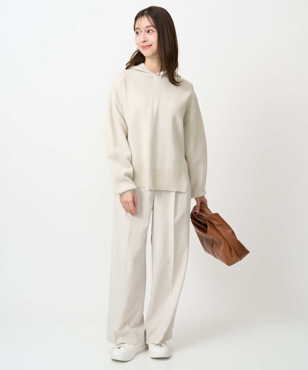 F1LFD15170 MK MICHEL KLEIN(小さいサイズ)(メゾン ドゥ サンク) 【小さいサイズ】2タックストレートワイドパンツ/洗える ベージュ