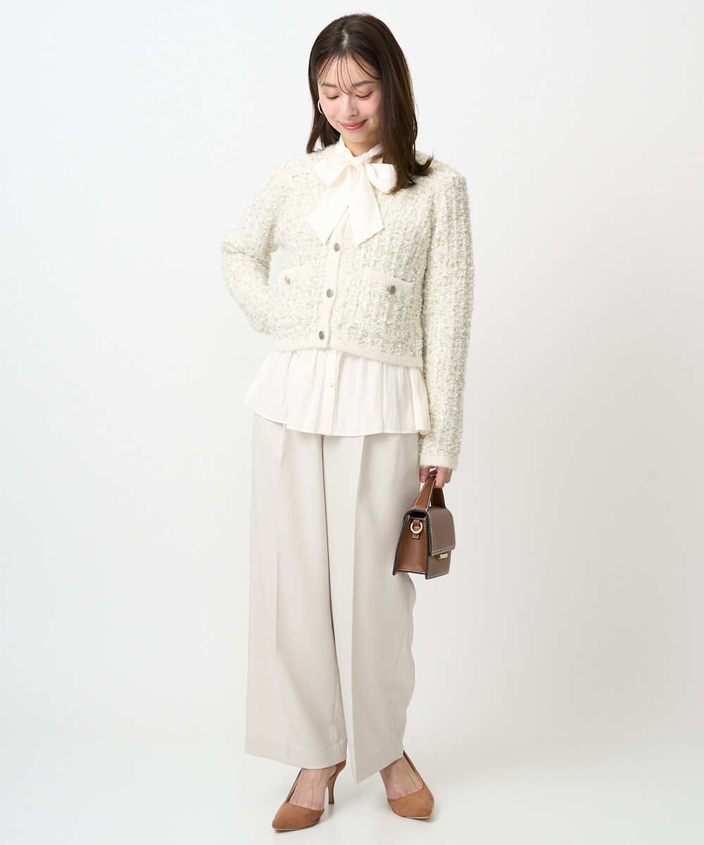 F1LFD15170 MK MICHEL KLEIN(小さいサイズ)(メゾン ドゥ サンク) 【小さいサイズ】2タックストレートワイドパンツ/洗える ベージュ