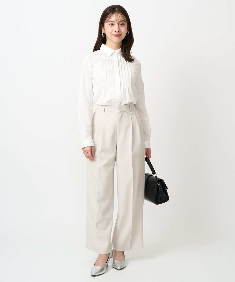 F1LFD15170 MK MICHEL KLEIN(小さいサイズ)(メゾン ドゥ サンク) 【小さいサイズ】2タックストレートワイドパンツ/洗える ベージュ